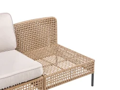 New Beliani Divano da giardino 2 posti OMEGANA Senza braccia Rattan sintetico (PE) Beige chiaro Beige Nero