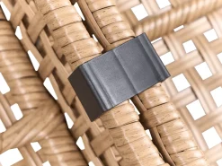 New Beliani Divano da giardino 2 posti OMEGANA Senza braccia Rattan sintetico (PE) Beige chiaro Beige Nero