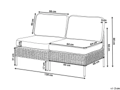 New Beliani Divano da giardino 2 posti OMEGANA Senza braccia Rattan sintetico (PE) Beige chiaro Beige Nero