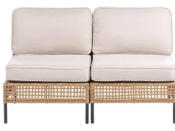 New Beliani Divano da giardino 2 posti OMEGANA Senza braccia Rattan sintetico (PE) Beige chiaro Beige Nero