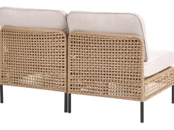 New Beliani Divano da giardino 2 posti OMEGANA Senza braccia Rattan sintetico (PE) Beige chiaro Beige Nero