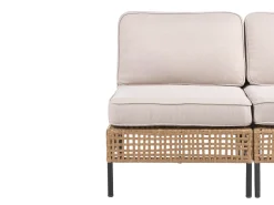 New Beliani Divano da giardino 2 posti OMEGANA Senza braccia Rattan sintetico (PE) Beige chiaro Beige Nero