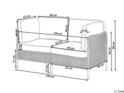 Outlet Beliani Divano da giardino 2 posti OMEGANA Rattan sintetico (PE) Beige chiaro Beige Nero