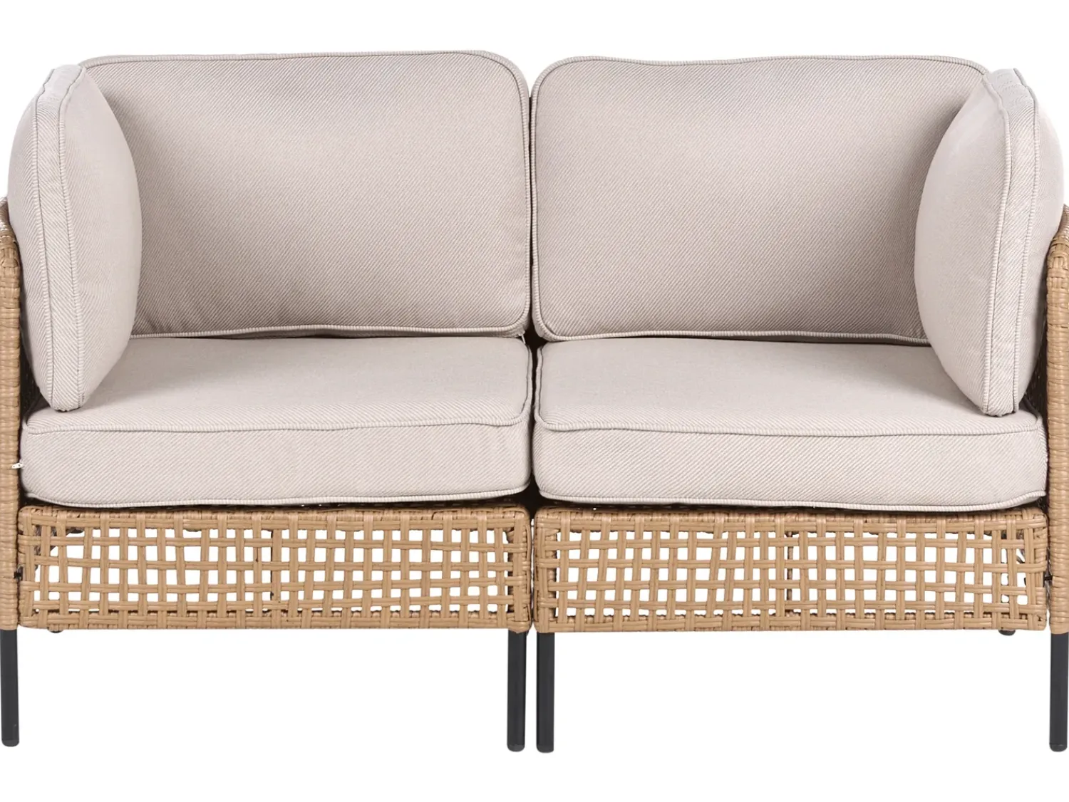 Outlet Beliani Divano da giardino 2 posti OMEGANA Rattan sintetico (PE) Beige chiaro Beige Nero