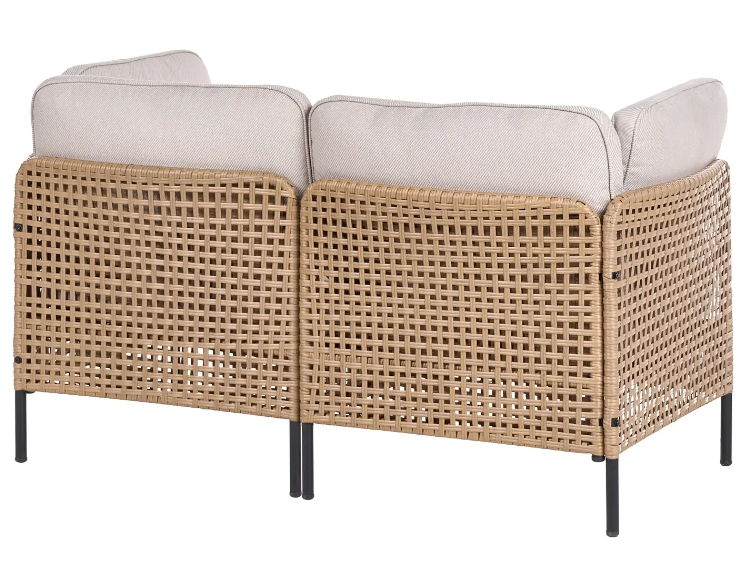 Outlet Beliani Divano da giardino 2 posti OMEGANA Rattan sintetico (PE) Beige chiaro Beige Nero