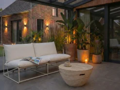 Outlet Beliani Divano da giardino 2 posti PICO Metallo chiaro Beige