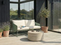 Discount Beliani Divano da giardino 2 posti PONTE Metallo Verde Beige Verde