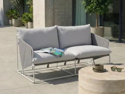 New Beliani Divano da giardino 2 posti PONTE Metallo Grigio