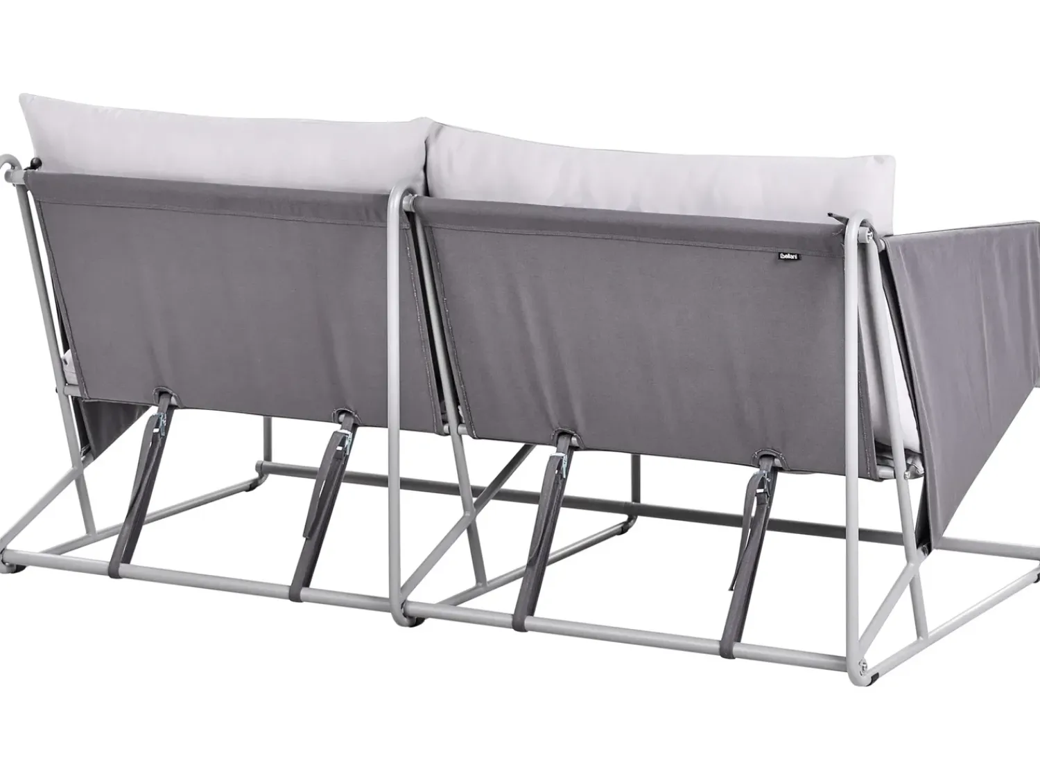 New Beliani Divano da giardino 2 posti PONTE Metallo Grigio