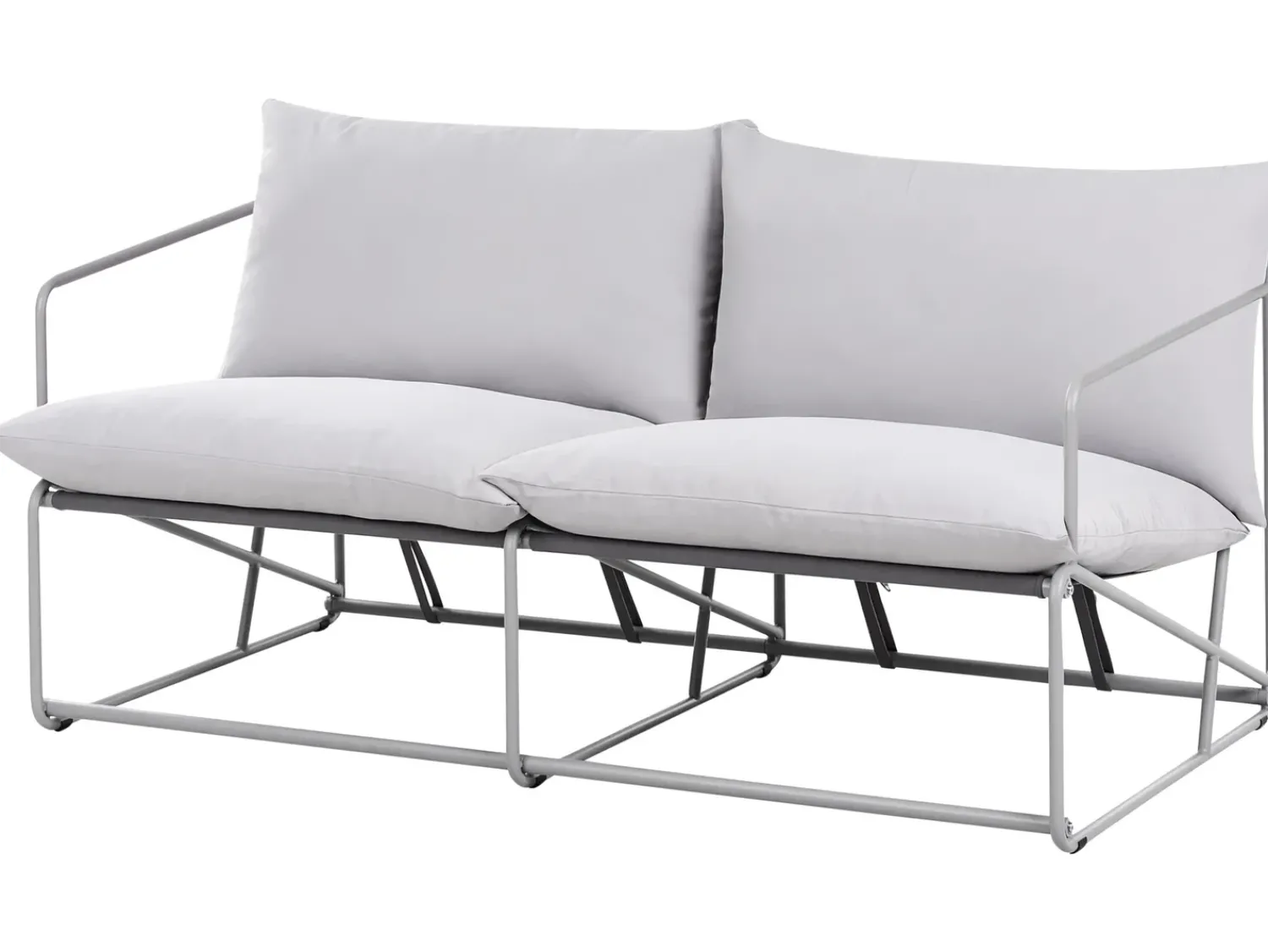 New Beliani Divano da giardino 2 posti PONTE Metallo Grigio