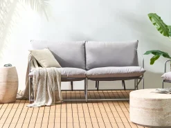 New Beliani Divano da giardino 2 posti PONTE Metallo Grigio