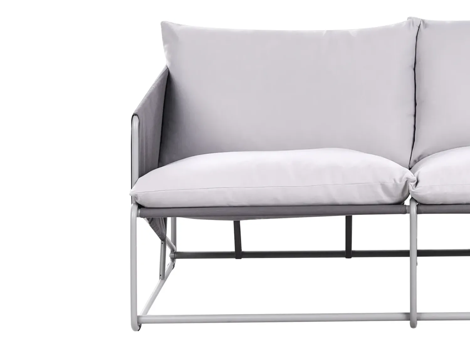 New Beliani Divano da giardino 2 posti PONTE Metallo Grigio