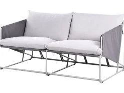 New Beliani Divano da giardino 2 posti PONTE Metallo Grigio