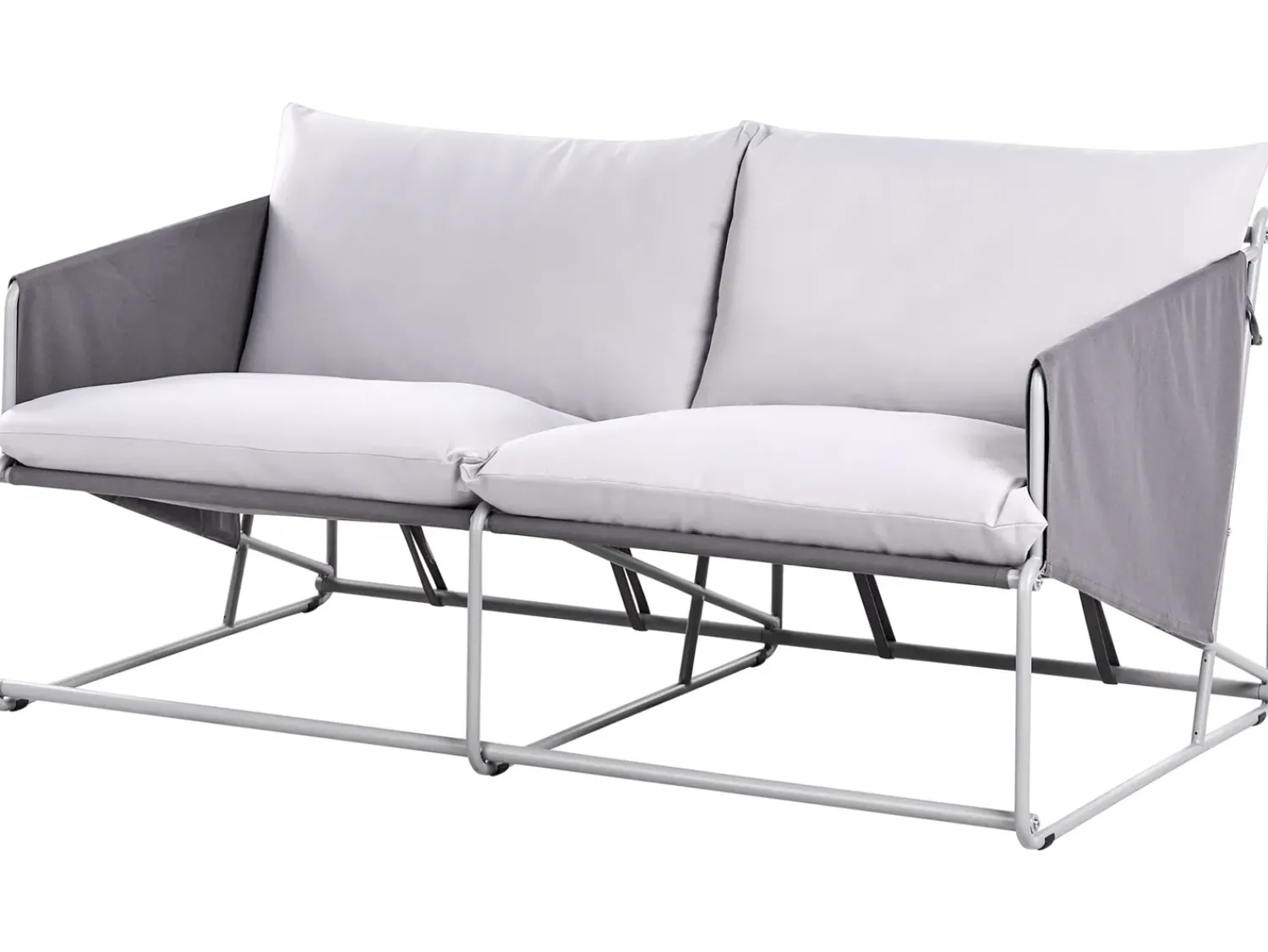 New Beliani Divano da giardino 2 posti PONTE Metallo Grigio