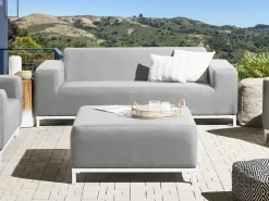 Hot Beliani Divano da giardino 2 posti ROVIGO Grigio chiaro Bianco Grigio