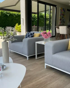 Clearance Beliani Divano da giardino 2 posti ROVIGO Grigio Bianco Grigio