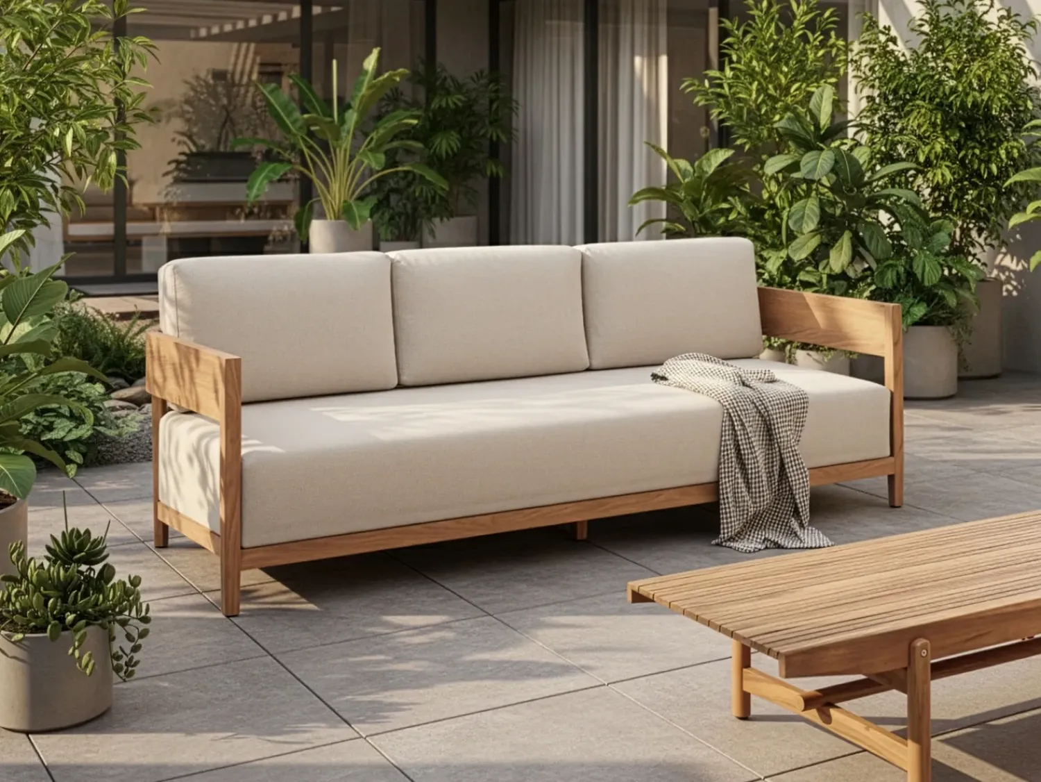 Clearance Beliani Divano da giardino 3 posti SAMPIERI Metallo Marrone chiaro Beige Marrone