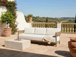Beliani Divano da giardino 3 posti SAMPIERI Metallo Marrone Beige Marrone