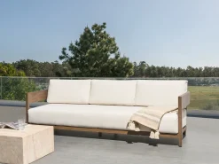 Beliani Divano da giardino 3 posti SAMPIERI Metallo Marrone Beige Marrone