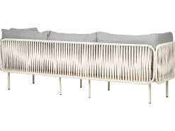 Outlet Beliani Divano da giardino 3 posti SENISE Metallo Grigio Bianco Grigio