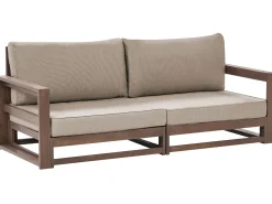 Online Beliani Divano da giardino 2 posti TIMOR Modulare Legno di acacia certificato Marrone scuro Beige Grigio Marrone