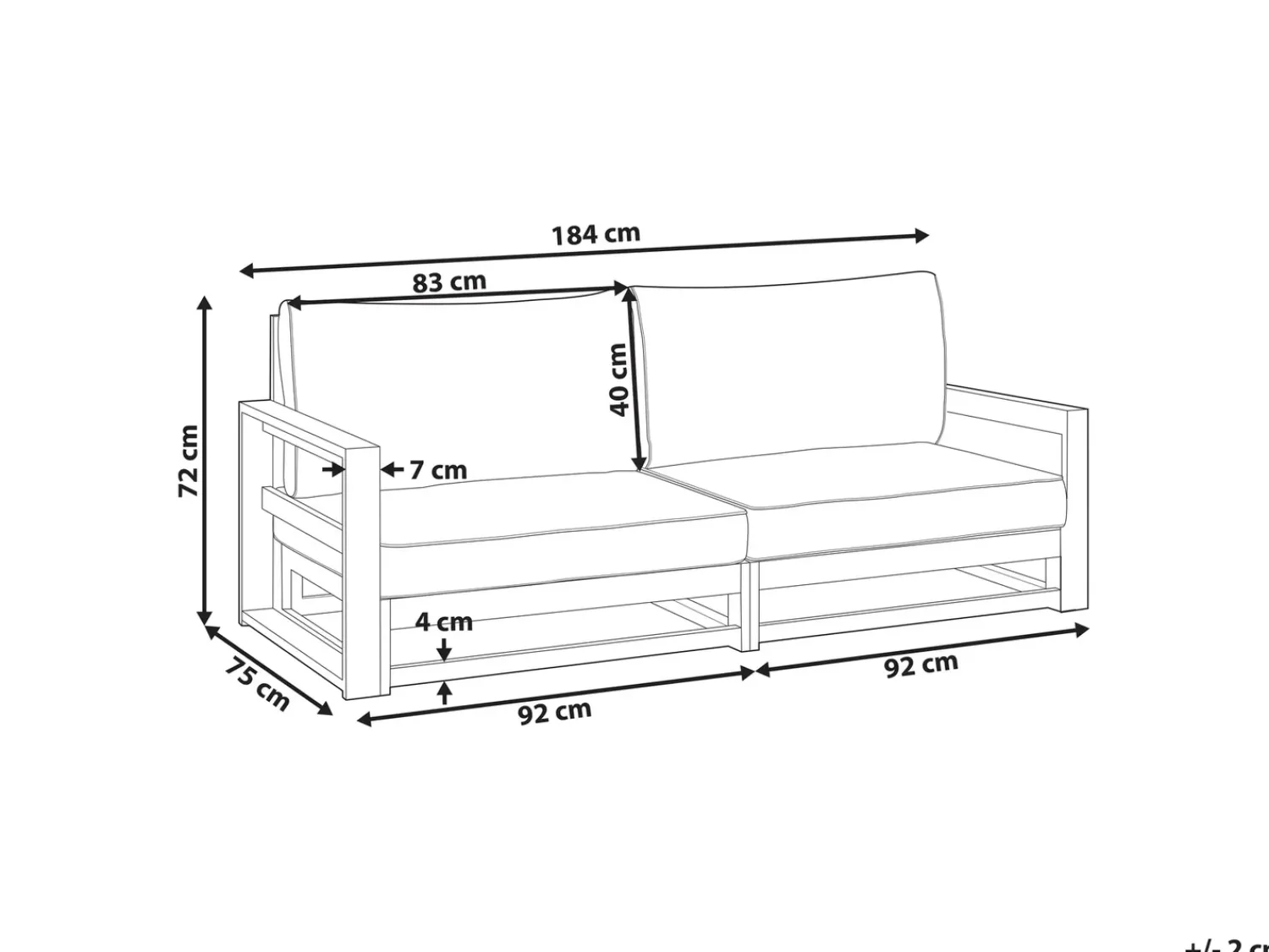 Online Beliani Divano da giardino 2 posti TIMOR Modulare Legno di acacia certificato Marrone scuro Beige Grigio Marrone