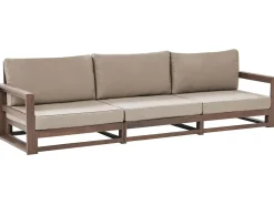 Discount Beliani Divano da giardino 3 posti TIMOR Modulare Legno di acacia certificato Marrone scuro Beige Grigio Marrone