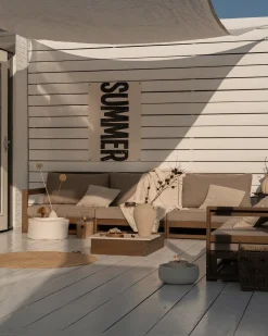 Discount Beliani Divano da giardino 3 posti TIMOR Modulare Legno di acacia certificato Marrone scuro Beige Grigio Marrone