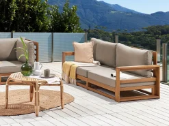 Discount Beliani Divano da giardino 2 posti TIMOR Modulare Legno di acacia certificato Marrone chiaro Beige Grigio Marrone