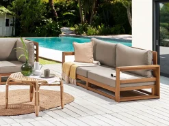 Discount Beliani Divano da giardino 2 posti TIMOR Modulare Legno di acacia certificato Marrone chiaro Beige Grigio Marrone