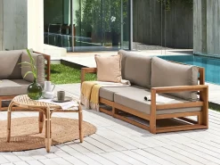 Discount Beliani Divano da giardino 2 posti TIMOR Modulare Legno di acacia certificato Marrone chiaro Beige Grigio Marrone