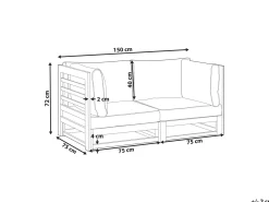 Sale Beliani Divano da giardino 2 posti TRANI Modulare Legno di acacia certificato Marrone scuro Beige Grigio Marrone