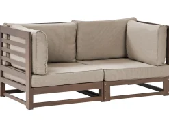Sale Beliani Divano da giardino 2 posti TRANI Modulare Legno di acacia certificato Marrone scuro Beige Grigio Marrone