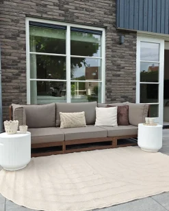 Hot Beliani Divano da giardino 3 posti TRANI Modulare Legno di acacia certificato Marrone scuro Beige Grigio Marrone