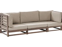 Hot Beliani Divano da giardino 3 posti TRANI Modulare Legno di acacia certificato Marrone scuro Beige Grigio Marrone