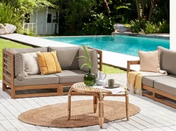Sale Beliani Divano da giardino 2 posti TRANI Modulare Legno di acacia certificato Marrone chiaro Beige Grigio Marrone