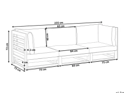 Best Beliani Divano da giardino 3 posti TRANI Modulare Legno di acacia certificato Marrone chiaro Beige Grigio Marrone