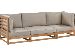 Best Beliani Divano da giardino 3 posti TRANI Modulare Legno di acacia certificato Marrone chiaro Beige Grigio Marrone