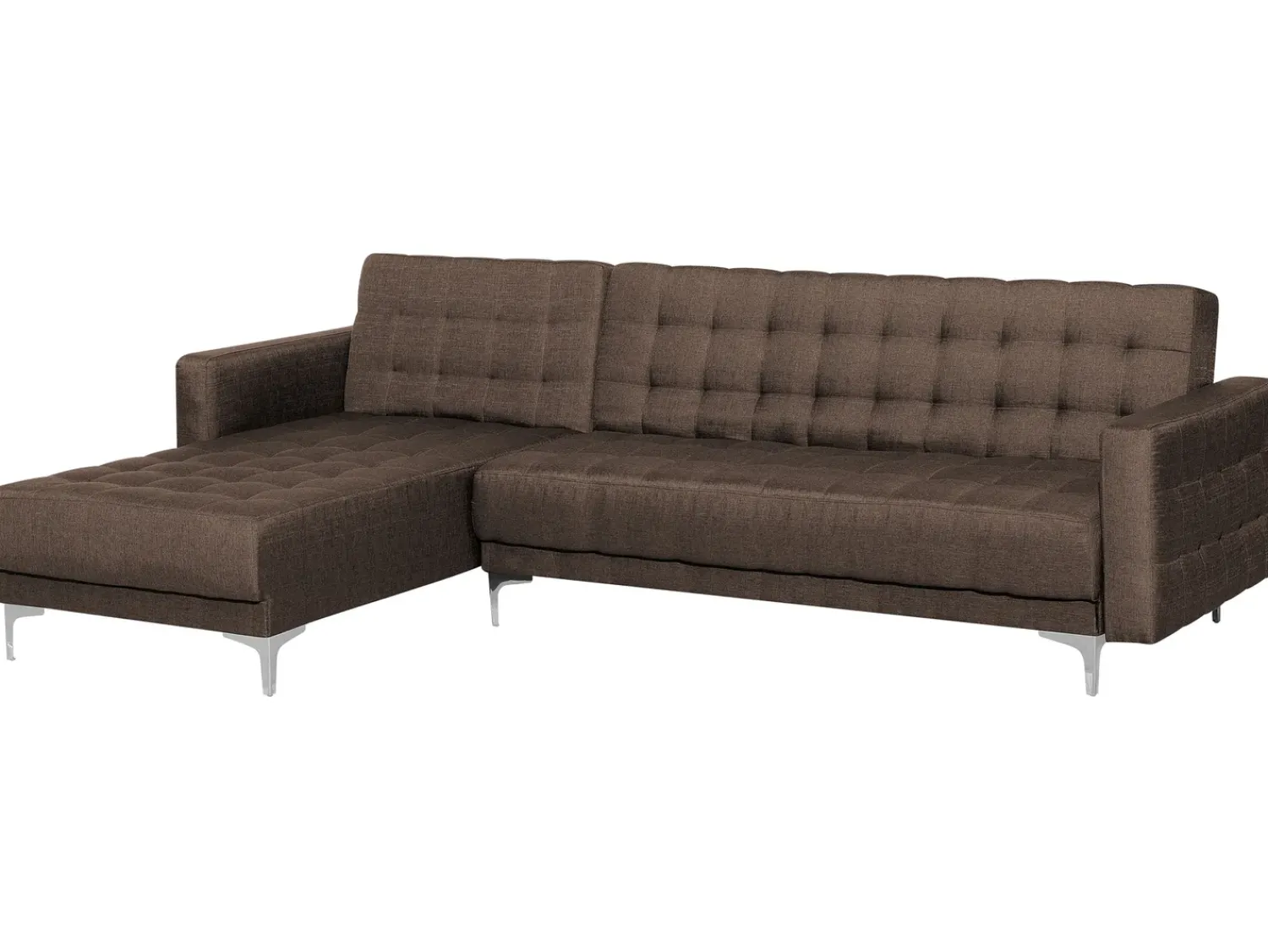 Clearance Beliani Divano letto angolare modulare 4 posti ABERDEEN Tessuto Marrone scuro Marrone Argento