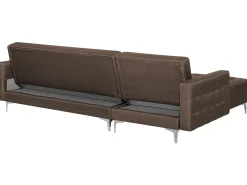 Clearance Beliani Divano letto angolare modulare 4 posti ABERDEEN Tessuto Marrone scuro Marrone Argento