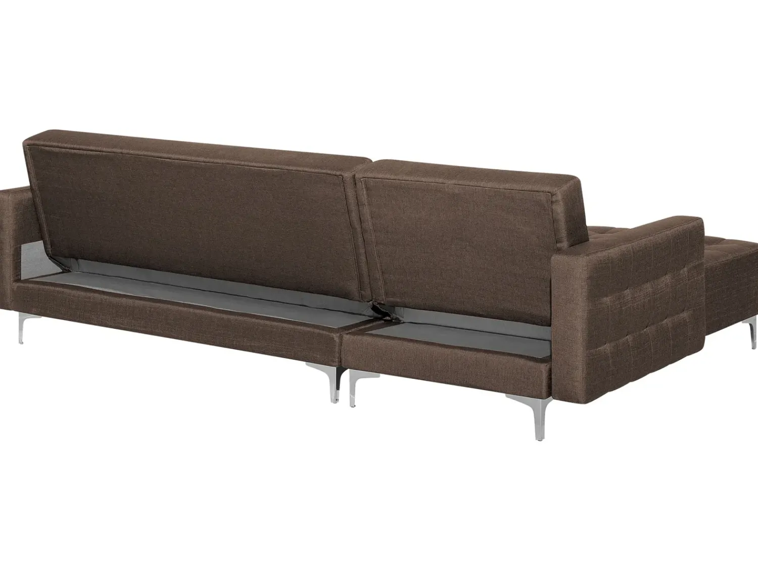 Clearance Beliani Divano letto angolare modulare 4 posti ABERDEEN Tessuto Marrone scuro Marrone Argento