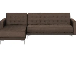 Clearance Beliani Divano letto angolare modulare 4 posti ABERDEEN Tessuto Marrone scuro Marrone Argento