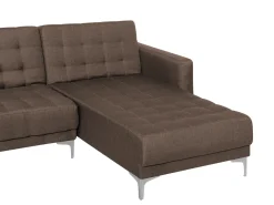 Sale Beliani Divano letto angolare modulare 4 posti ABERDEEN Tessuto Marrone scuro Marrone Argento