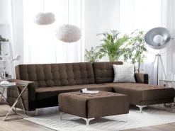 Sale Beliani Divano letto angolare modulare 4 posti ABERDEEN Tessuto Marrone scuro Marrone Argento