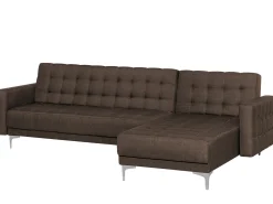 Sale Beliani Divano letto angolare modulare 4 posti ABERDEEN Tessuto Marrone scuro Marrone Argento
