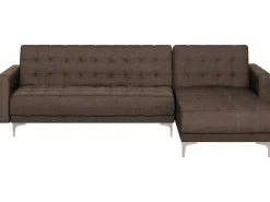 Sale Beliani Divano letto angolare modulare 4 posti ABERDEEN Tessuto Marrone scuro Marrone Argento