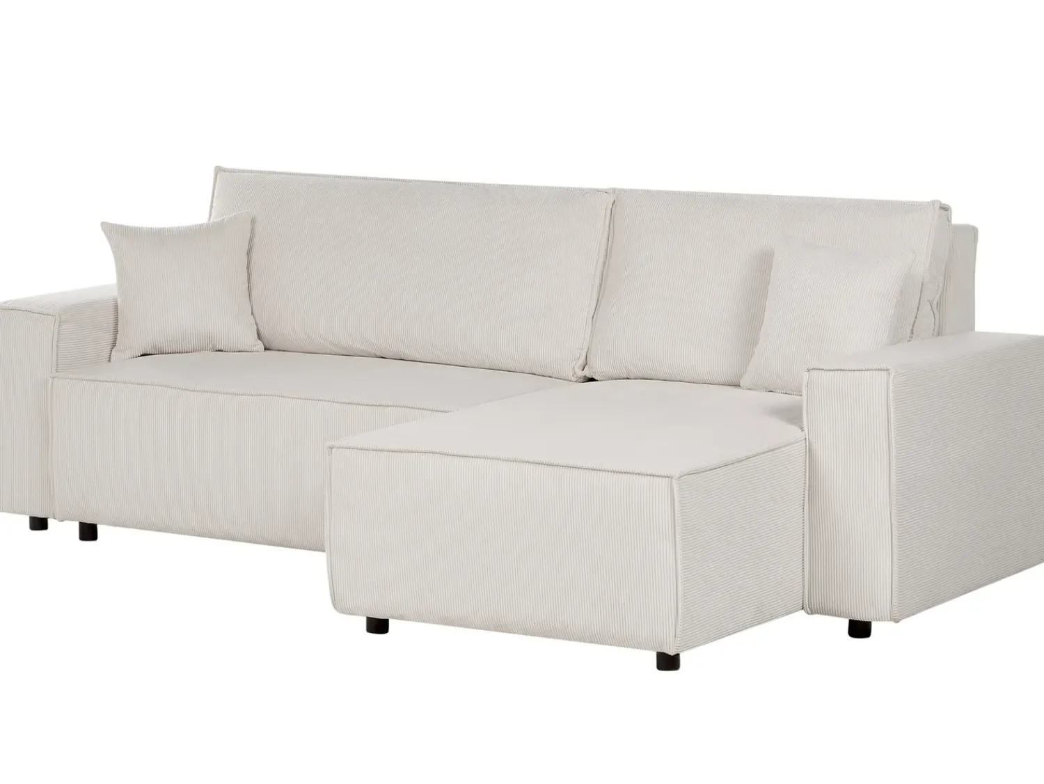 Best Beliani Divano letto angolare 3 posti ABACKA Velluto a coste Bianco sporco Bianco Nero