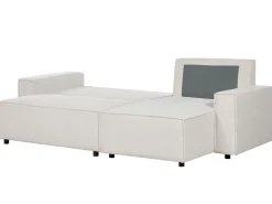 Best Beliani Divano letto angolare 3 posti ABACKA Velluto a coste Bianco sporco Bianco Nero