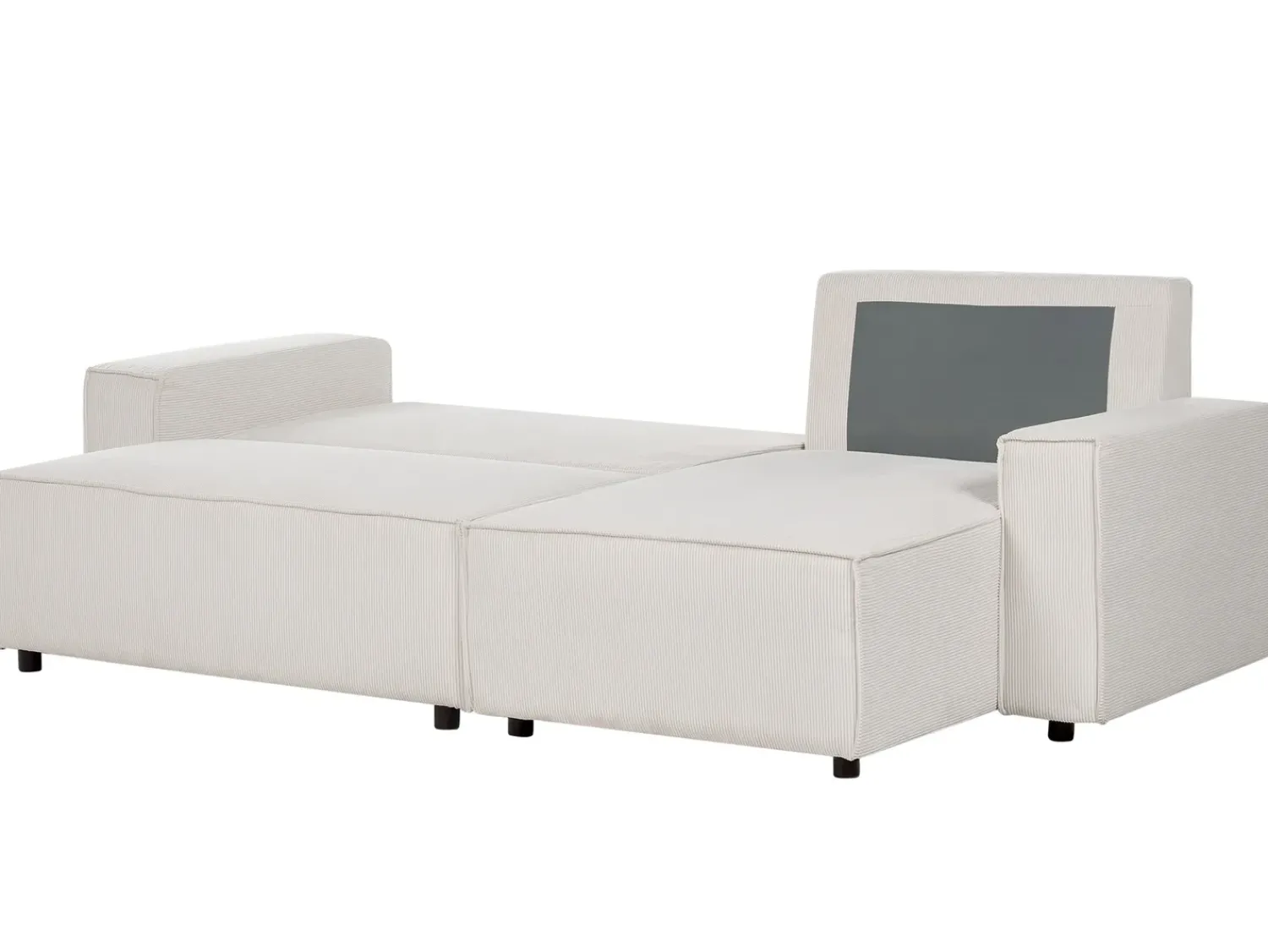 Best Beliani Divano letto angolare 3 posti ABACKA Velluto a coste Bianco sporco Bianco Nero