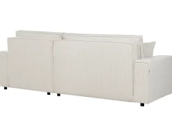 Best Beliani Divano letto angolare 3 posti ABACKA Velluto a coste Bianco sporco Bianco Nero